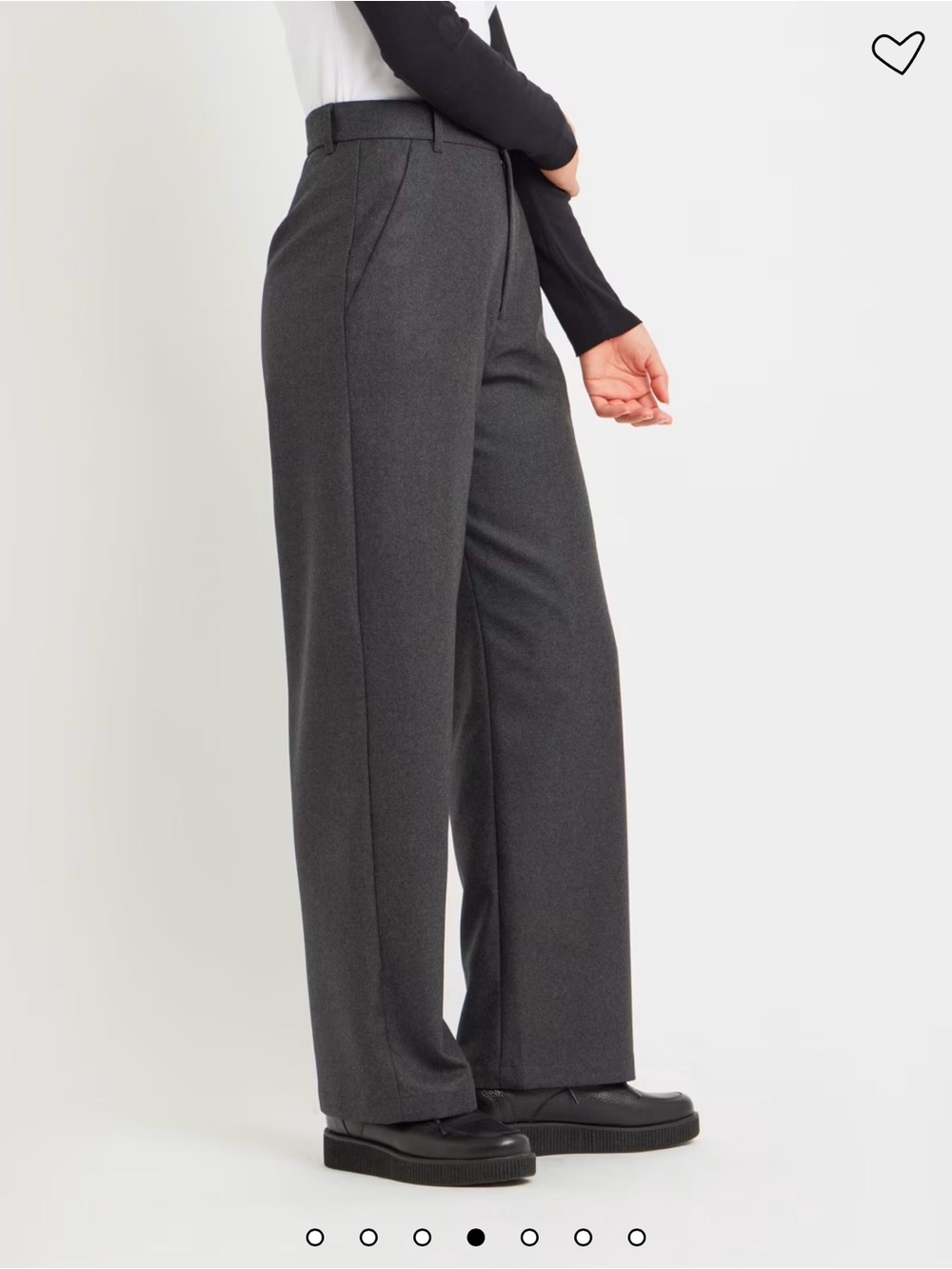 High-Rise Wide-Leg Trousers in Charcoal Gray